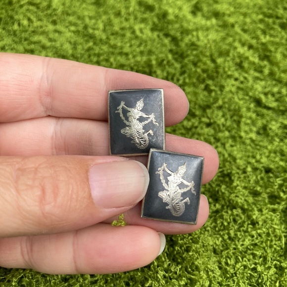 Vintage 1950s Siam Cuff Links | Solid Sterling Silver - Picture 7 of 8
